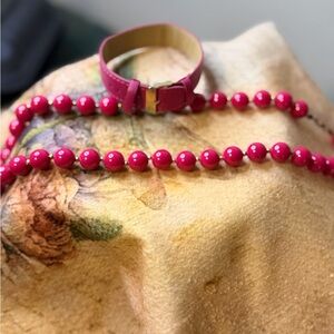 Pink Beaded Necklace and Bracelet Set